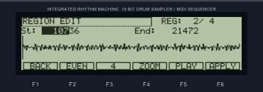 MPC2000XL REGION EDIT with the hundreds digit of St highlighted, region 2 of 4