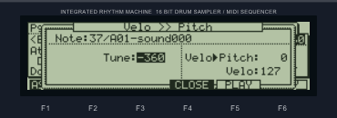 MPC2000XL native TUNE window with Tune set to −360