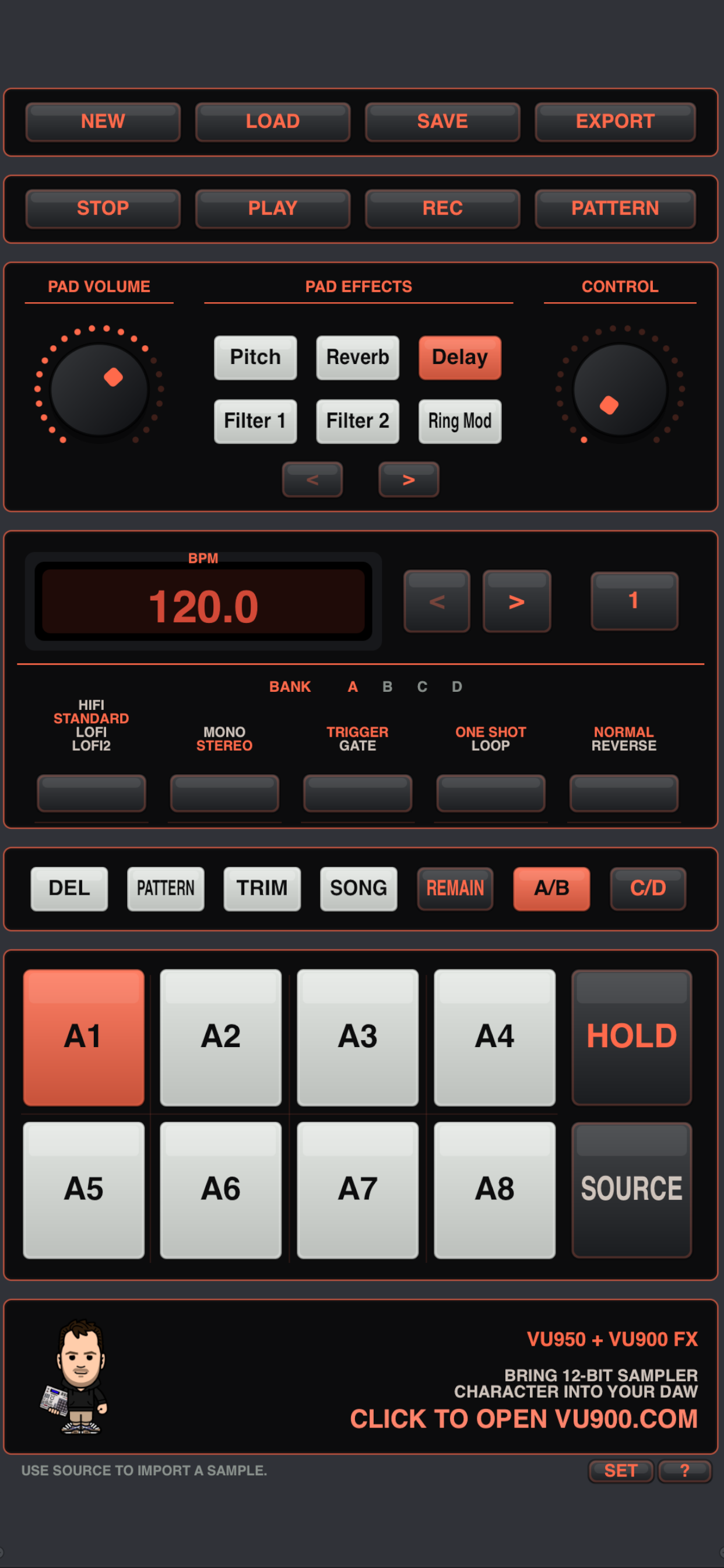 VU202 project interface supported by VU Studio Desktop